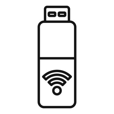 İnternet bağlantısını paylaşan bir wifi usb flash diskin minimalist satır simgesi