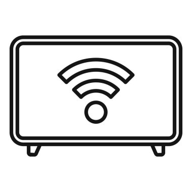Kablosuz internet sinyali gösteren akıllı bir televizyonun ana simgesi, yayın kavramını temsil ediyor