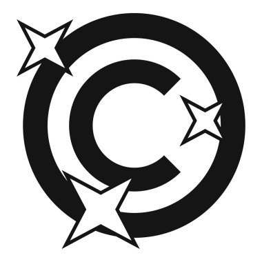 Yıldızlı siyah beyaz telif hakkı sembolü, fikri mülkiyet ve telif hakkı korumasını temsil ediyor