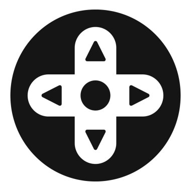 Bir oyun denetleyicisinin siyah ve beyaz simgesi yukarı, aşağı, sola ve sağı temsil eden okları olan yönlü ped