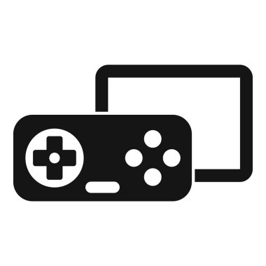Oyun konsoluna bağlı bir oyun konsolunu temsil eden siyah glyph simgesi, video oyunu aşıkları için