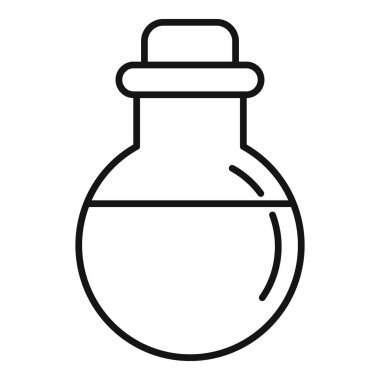 Yuvarlak alttaki şişe, bilimsel deneylerde kullanılan kimyasal bir madde içeriyor.