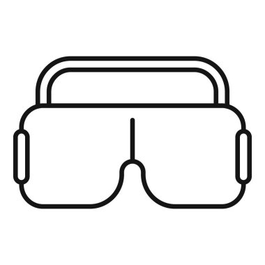 Sanal gerçeklik kulaklığını temsil eden basit çizgi simgesi, oyun ve teknoloji gibi konular için ideal