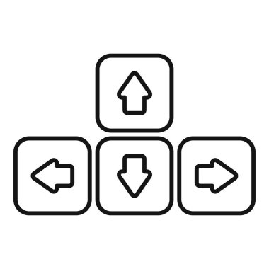 Dört klavye ok tuşu görünüyor, aşağı, sol ve sağ yönde