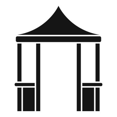 Tenteli bir market tezgahının siyah beyaz simgesi