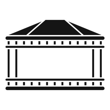 Beyaz arka planda parmaklıkları olan klasik bir çardağın siyah basit silüeti.