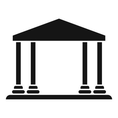 Hükümeti, finansmanı ve kurumları temsil eden sütunları olan bir binanın siyah beyaz simgesi