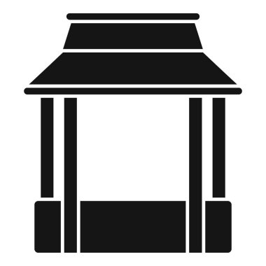 Katı çatı ve sütunları olan Asyalı bir gölgeliğin simgesi.