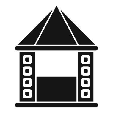 Küçük bir mimari yapının siyah silueti gölgeli bir alan sağlıyor.