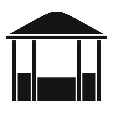 Sivri çatılı bir çardağın siyah silueti rahatlama ve açık hava aktiviteleri için gölgeli bir alan sağlıyor.