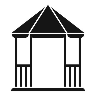 Sivri çatılı basit bir çardak halka açık bir parkta barınak sağlıyor.