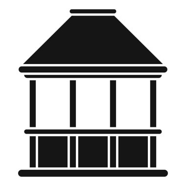 Yaz parkında yeşil çimlerin üzerinde duran bir çardağın siyah basit vektör simgesi