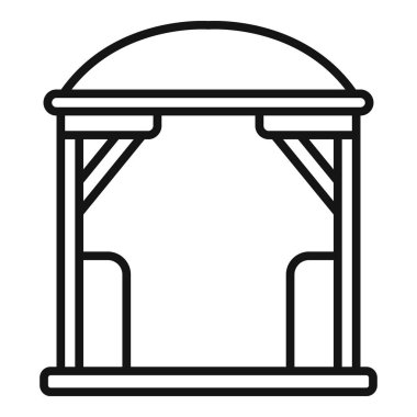 Yuvarlak çatılı ahşap bir çardak çizimi. Parkta ya da bahçede rahatlamak için mükemmel.