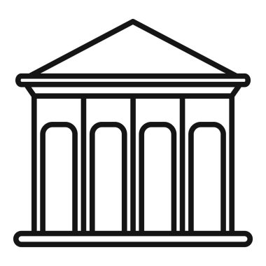 Bir parlamento binasının sütunlu ön cephesinin basit çizgi sanat simgesi
