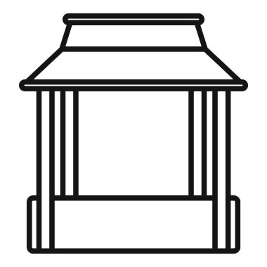Çatısı ve tezgahı olan bir market tezgahının basit çizimi