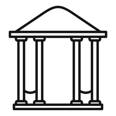 Dört sütun üzerinde duran üçgen çatılı basit Yunan tarzı çardak, uygulamalar ve web siteleri için satır resim simgesi