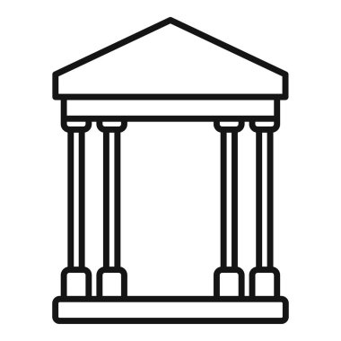 Klasik bir Yunan ya da Roma tapınağı cephesinin üçgen bir çatıyı destekleyen sütunları olan basit çizimi
