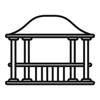 Ahşap korkuluklu ve kıvrımlı çatılı bir çardağın simgesi.