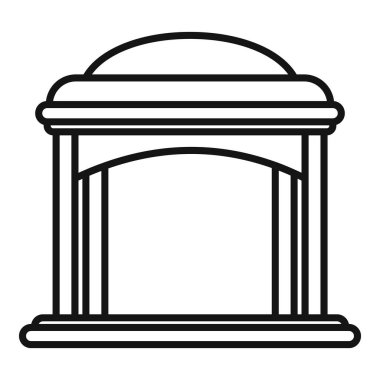 Güzel ahşap balkon, kubbe çatılı açık havada sanat tarzında dinlenmek için podyumda duruyor.