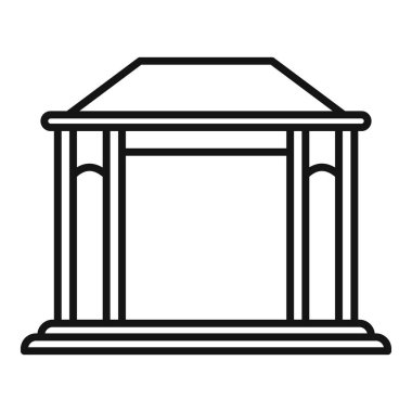 Bir çardağı tasvir eden minimalist çizgi simgesi, boş zamanı ve rahatlığı temsil etmek için ideal