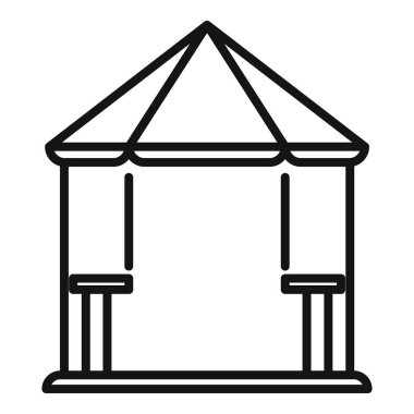Güneşten korunan bir gölgelik altında salıncak çizimi