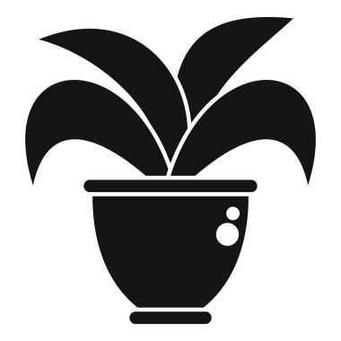 Seramik çömlekten büyüyen bir bitkinin basit siyah beyaz görüntüsü.