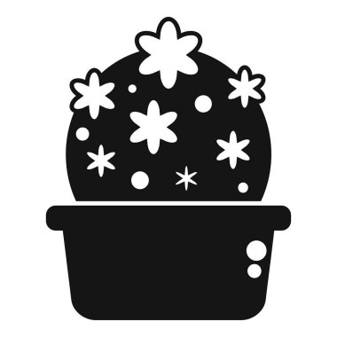 Çiçek saksısında çiçek açan yuvarlak bir kaktüsün simgesi.