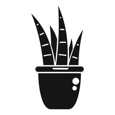 Bir sansevieria trifasciata 'nın basit siyah beyaz simgesi. Kayınvalide, saksıda yetişen dil bitkisi.