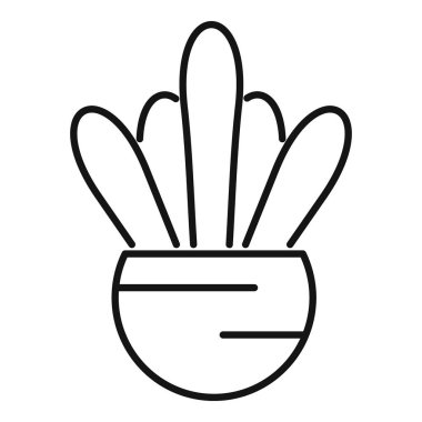 Ağ ve mobil, modern minimalist düz tasarım için ince çizgi üzerinde büyüyen ev bitkisi