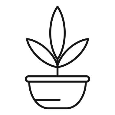 Ot ikonunda yetişen bitki ağ ve mobil için ince çizgi, modern minimal düz tasarım