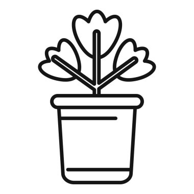 Bir saksının içinde büyüyen bir bitkinin minimalist çizgisi çizimi, ev dekorasyonu, bahçe bakımı ve bitki bakımıyla ilgili projeler için mükemmel.