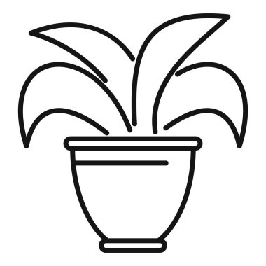 Bir saksının içinde büyüyen bir ev bitkisinin basit çizimi, bahçıvanlığı ve ev bitkilerini temsil etmek için mükemmel.