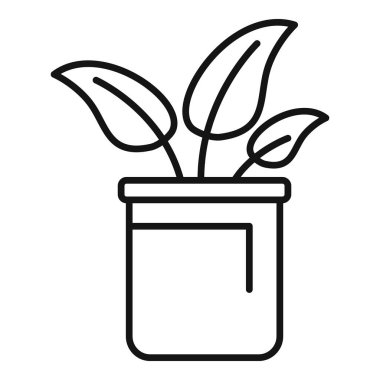 Üç yaprak çizgisi ikonu ile saksıda büyüyen bitki.