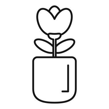 Saksının içinde çiçek yetişen tek çizgi.