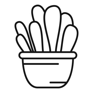 Kil kazanda büyüyen bir saksı bitkisinin basit çizimi