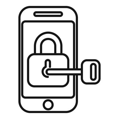 Bir anahtarla kilitlenen akıllı telefon, cep telefonu güvenliğini temsil ediyor.