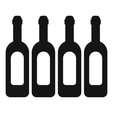 Sıraya dizilmiş dört şarap şişesi basit ve zarif bir görsel yaratıyor.