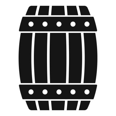 Metalik halkalı ahşap bir fıçının siyah silüeti, depolama ve yaşlanma içecekleri için kullanılır.