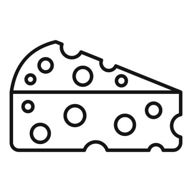 Beyaz arkaplanda delikleri olan bir peynir parçasının basit çizgi simgesi