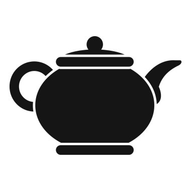 Beyaz arkaplanda duran yuvarlak bir çaydanlığın basit siyah silueti