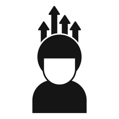 Kafasının üstünde birden fazla ok olan basit bir iş adamı simgesi.