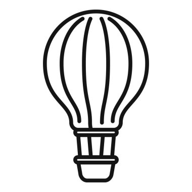 Havada uçan sıcak hava balonunun basit siyah beyaz çizgili sanat simgesi
