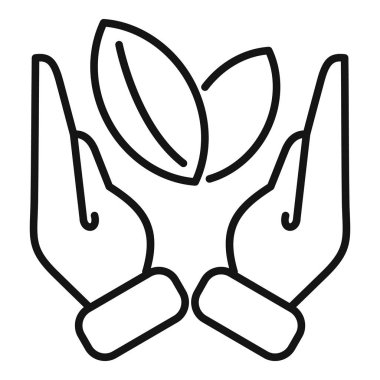 Büyüyen yaprakları tutan iki el çizimi çevre koruma ve bakımını sembolize ediyor.