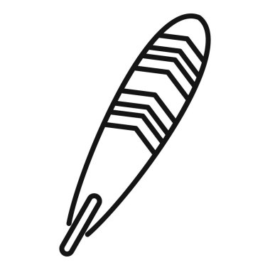 Siyah doğrusal sörf tahtası simgesi, kenar görünümü, beyaz arkaplanda izole edilmiş