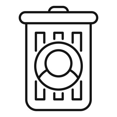 Bir hesabı silmeyi sembolize eden bir profil simgesini içeren çöp kutusunun satır resim simgesi