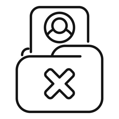 Silinen bir kullanıcı profili içeren bir dizini tasvir eden minimalist simge, veri silme veya hesap sonlandırmayı sembolize eder