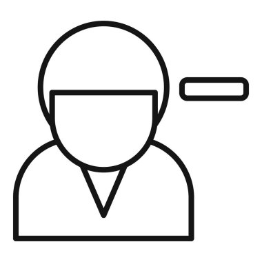 Kullanıcı hesabı kaldırma kavramını temsil eden eksi işaretli bir işadamı profilinin çizgi çizimi