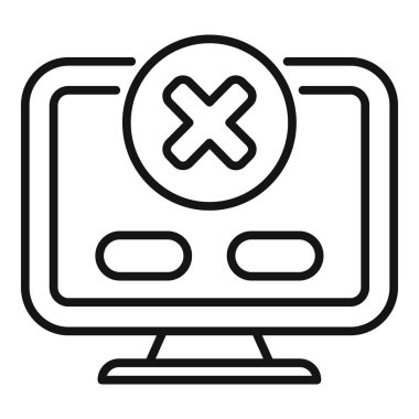 Bilgisayar, ağ ve mobil tasarım için ince satır biçimi simgesi olan çapraz işaret simgesini sil ile hata iletisi gösteriyor