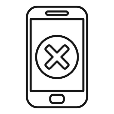 Çapraz işaret simgesini gösteren bir akıllı telefonun satır resim simgesi, bir hata iletisi veya bir sorunu gösterir