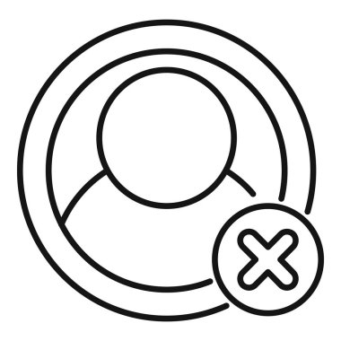 Silinen bir kullanıcı hesabının satır resim simgesi, çevrimiçi profilin kaldırılmasını sembolize ediyor